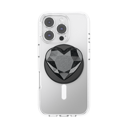 Crystal Heart Black Glitter —  MagSafe PopGrip - US 24872