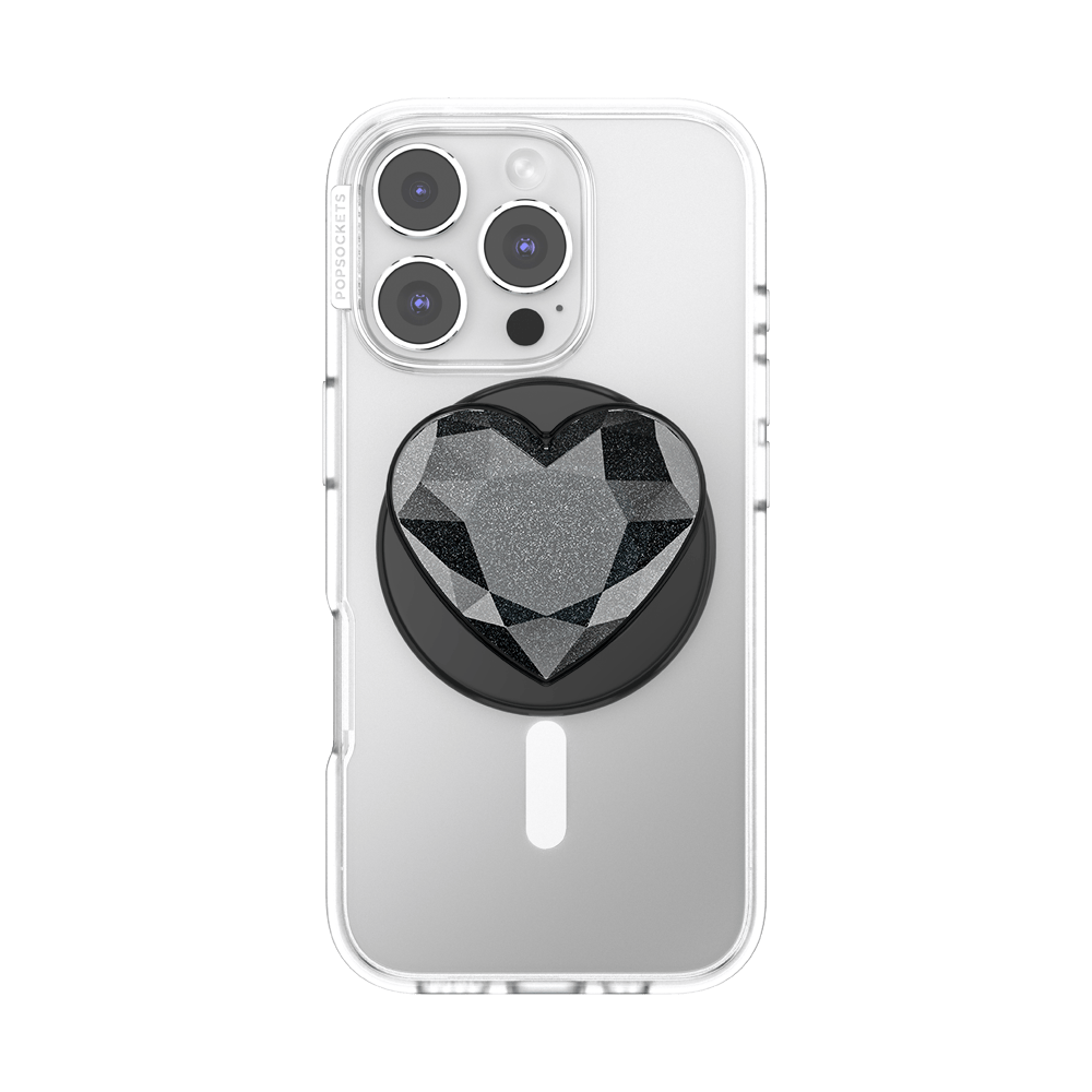 Crystal Heart Black Glitter —  MagSafe PopGrip - US 42322