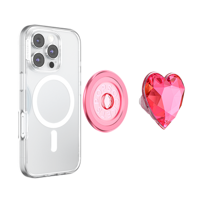 Crystal Heart Neon Pink —  MagSafe PopGrip - US 77726