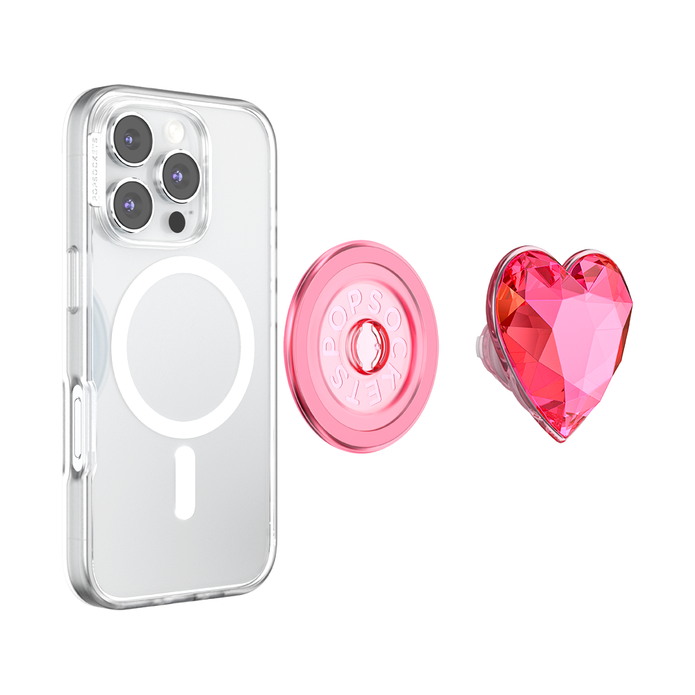 Crystal Heart Neon Pink —  MagSafe PopGrip - US 22391