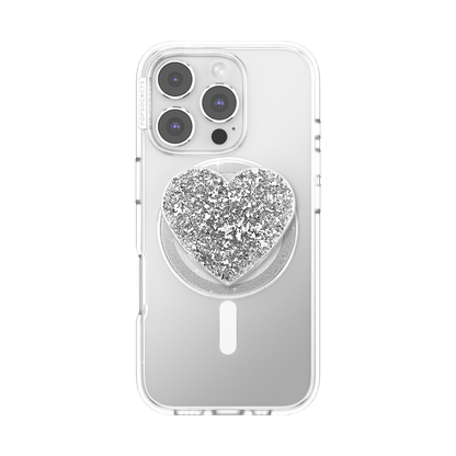 Confetti Heart Silver Sizzle — MagSafe PopGrip - US 72290