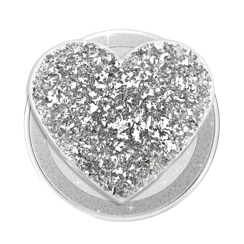 Confetti Heart Silver Sizzle — MagSafe PopGrip - US 72290