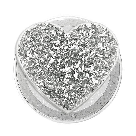Confetti Heart Silver Sizzle — MagSafe PopGrip - US 37153