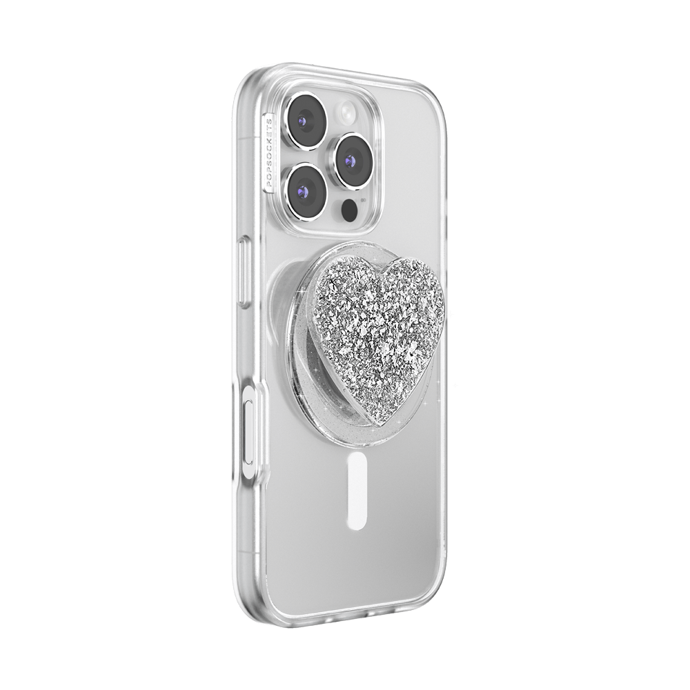 Confetti Heart Silver Sizzle — MagSafe PopGrip - US 94919