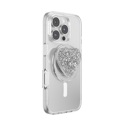 Confetti Heart Silver Sizzle — MagSafe PopGrip - US 37153