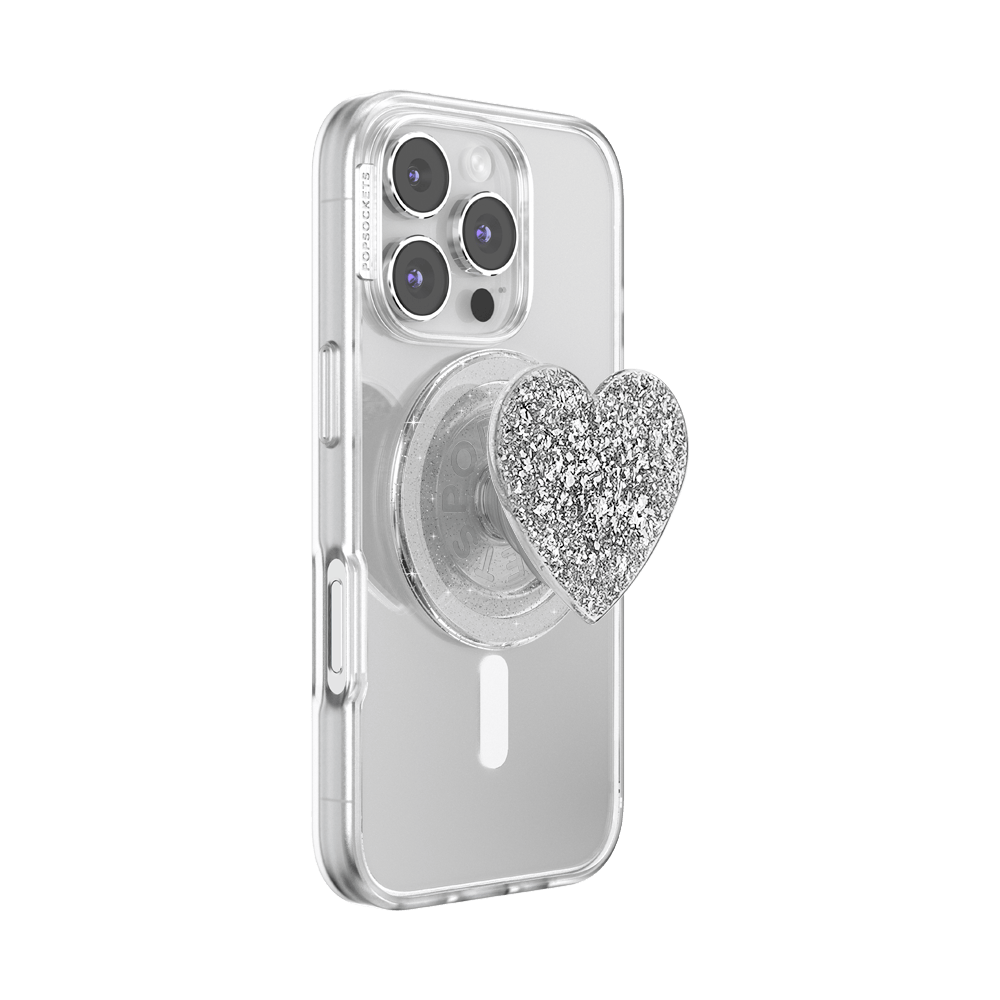 Confetti Heart Silver Sizzle — MagSafe PopGrip - US 48743